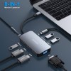 benfei 335gy usb c hub with triple display, 8 in 1 docking station (100w pd, dual 4k hdmi, vga, 3x usb 3.0)