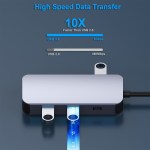 benfei 335gy usb c hub with triple display, 8 in 1 docking station (100w pd, dual 4k hdmi, vga, 3x usb 3.0)