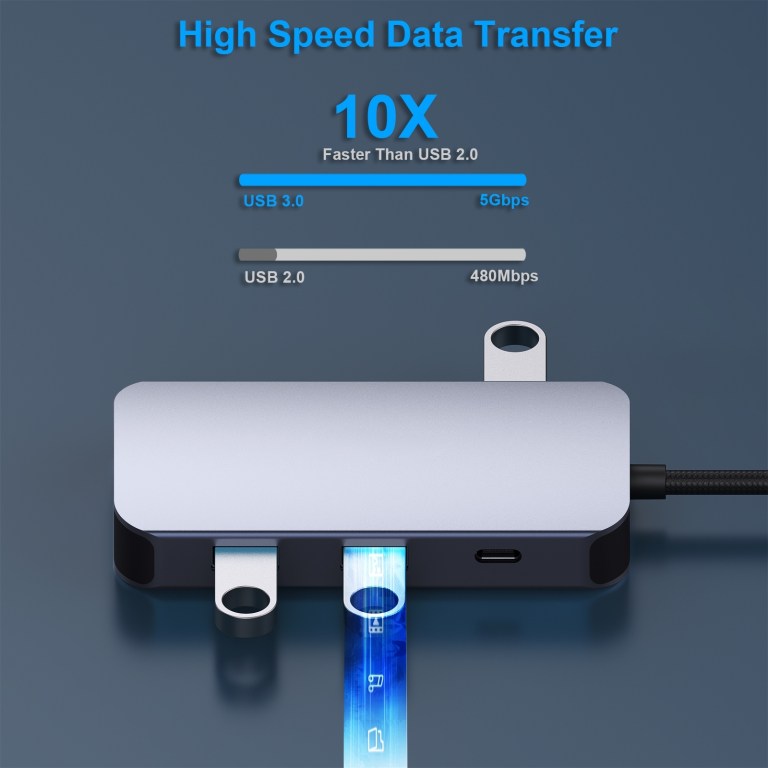 benfei 335gy usb c hub with triple display, 8 in 1 docking station (100w pd, dual 4k hdmi, vga, 3x usb 3.0)