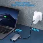benfei 335gy usb c hub with triple display, 8 in 1 docking station (100w pd, dual 4k hdmi, vga, 3x usb 3.0)