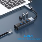benfei 350gy 2 in 1 usb c+usb 3.0 to rj45 gigabit ethernet port + 3 port usb 3.0 hub