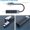 benfei 350gy 2 in 1 usb c+usb 3.0 to rj45 gigabit ethernet port + 3 port usb 3.0 hub