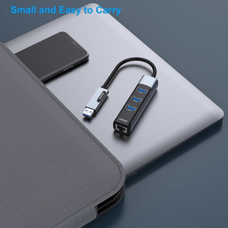 benfei 350gy 2 in 1 usb c+usb 3.0 to rj45 gigabit ethernet port + 3 port usb 3.0 hub