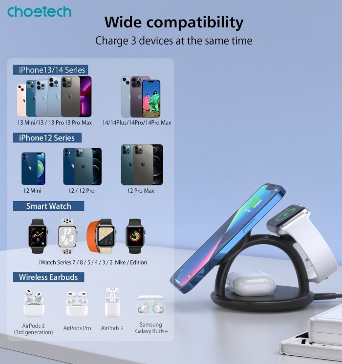 choetech t587 f 3 in 1 magnetic wireless charger station for iphone 12/13/14/airpods pro/iwatch choetech t587 f 3 in 1 magnetic wireless charger station for iphone 12/13/14/airpods pro/iwatch
