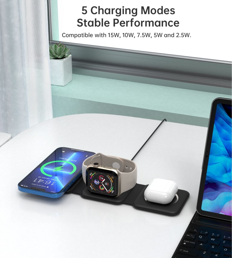 choetech t588 f bk 3 in 1 foldable fast wireless charger for phone/watch/earphone choetech t588 f bk 3 in 1 foldable fast wireless charger for phone/watch/earphone