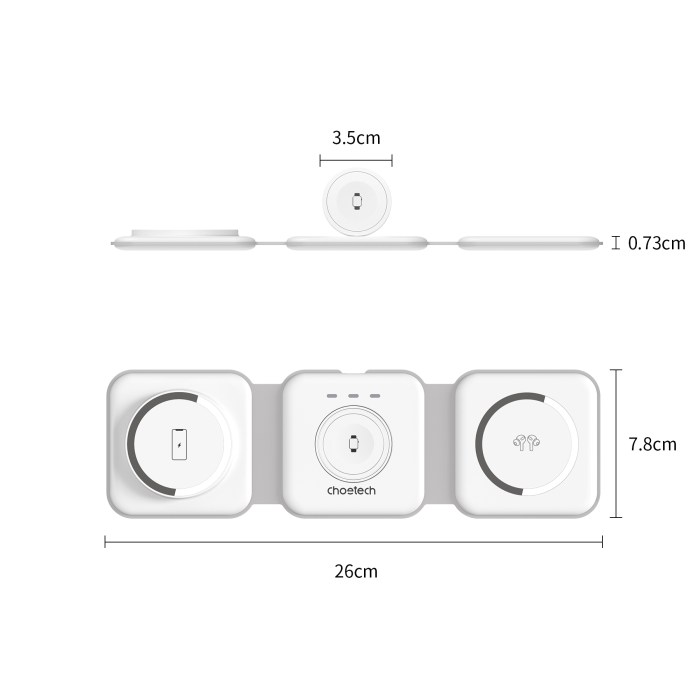 choetech t588 f wh 3 in 1 foldable fast wireless charger for phone/watch/earphone