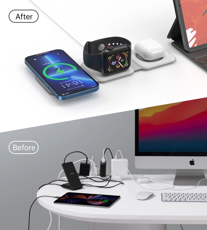 choetech t588 f wh 3 in 1 foldable fast wireless charger for phone/watch/earphone