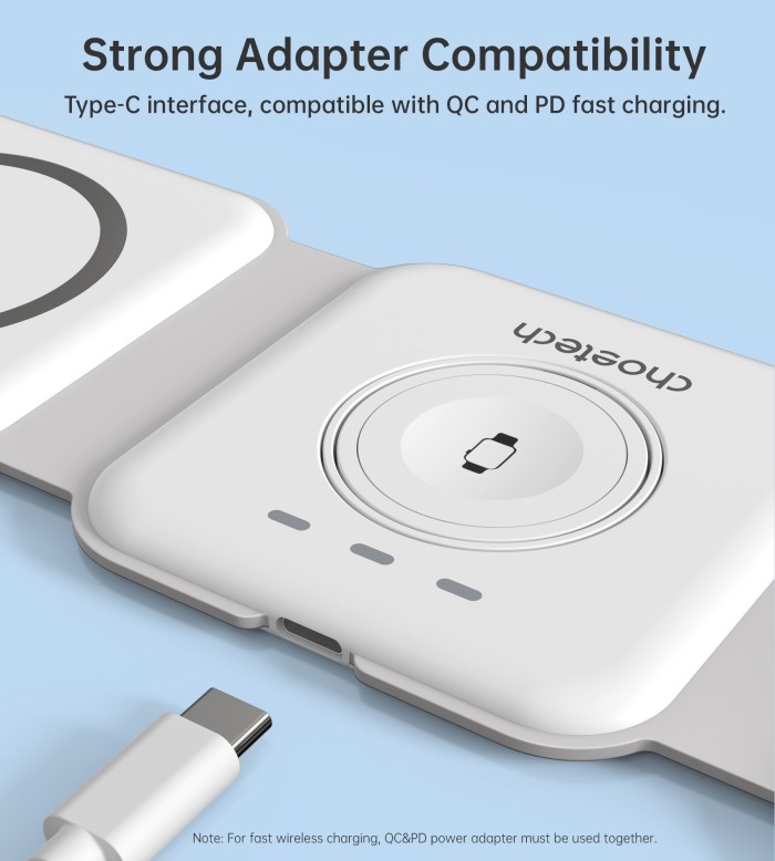 choetech t588 f wh 3 in 1 foldable fast wireless charger for phone/watch/earphone