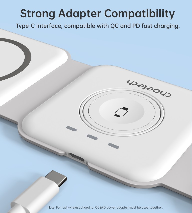 choetech t588 f wh 3 in 1 foldable fast wireless charger for phone/watch/earphone