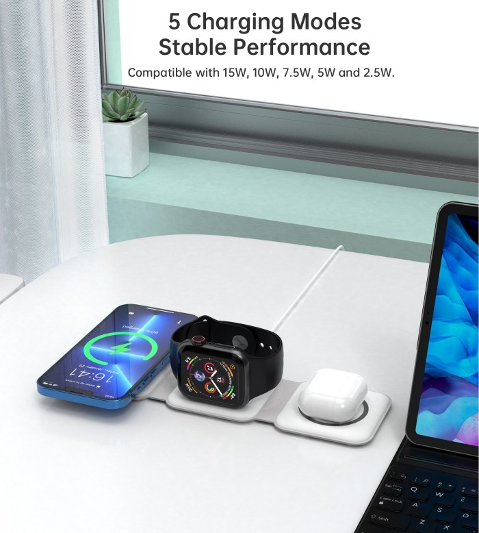choetech t588 f wh 3 in 1 foldable fast wireless charger for phone/watch/earphone