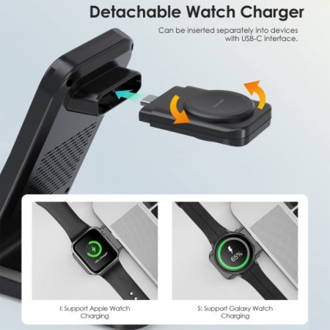 choetech t608 f bk 15w 4 in 1 wireless charger stand for iwatch and samsung watch (black) choetech t608 f bk 15w 4 in 1 wireless charger stand for iwatch and samsung watch (black)