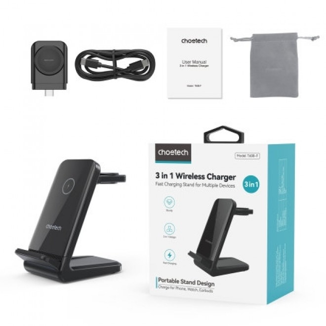 choetech t608 f bk 15w 4 in 1 wireless charger stand for iwatch and samsung watch (black) choetech t608 f bk 15w 4 in 1 wireless charger stand for iwatch and samsung watch (black)