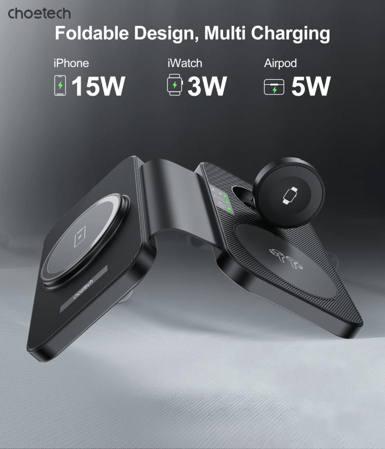choetech t616 f bk 3in1 magnetic foldable wireless charger black choetech t616 f bk 3in1 magnetic foldable wireless charger black
