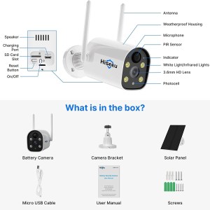 hiseeu c40 indoor/outdoor wifi battery camera with solar panel hiseeu c40 indoor/outdoor wifi battery camera with solar panel