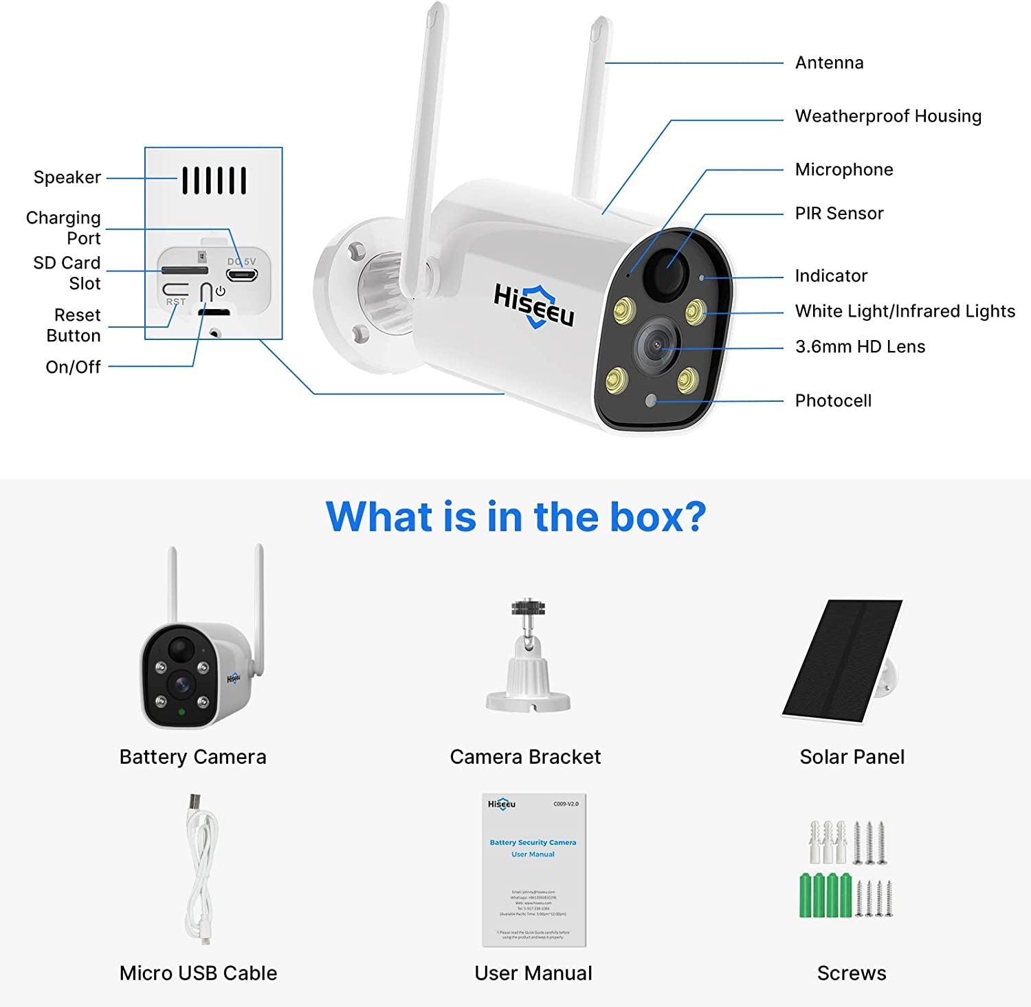 hiseeu c40 indoor/outdoor wifi battery camera with solar panel hiseeu c40 indoor/outdoor wifi battery camera with solar panel