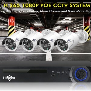 hiseeu h5nvr p4 624p 4ch 4mp poe cctv system (2tb hdd)