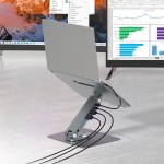 simplecom cht660 adjustable aluminium laptop stand with 6 port usb c docking station dual 4k hdmi display
