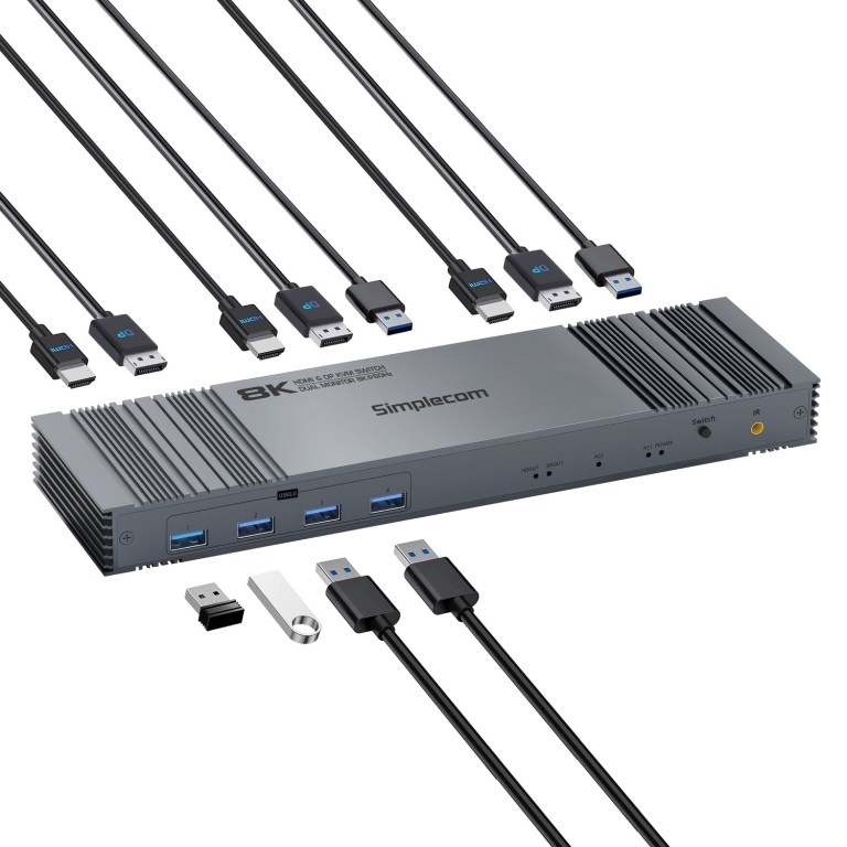 simplecom km490 hdmi and displayport dual monitor kvm switch for 2 computers with 4 port usb 3.0 hub 5gbps 8k@60hz simplecom km490 hdmi and displayport dual monitor kvm switch for 2 computers with 4 port usb 3.0 hub 5gbps 8k@60hz