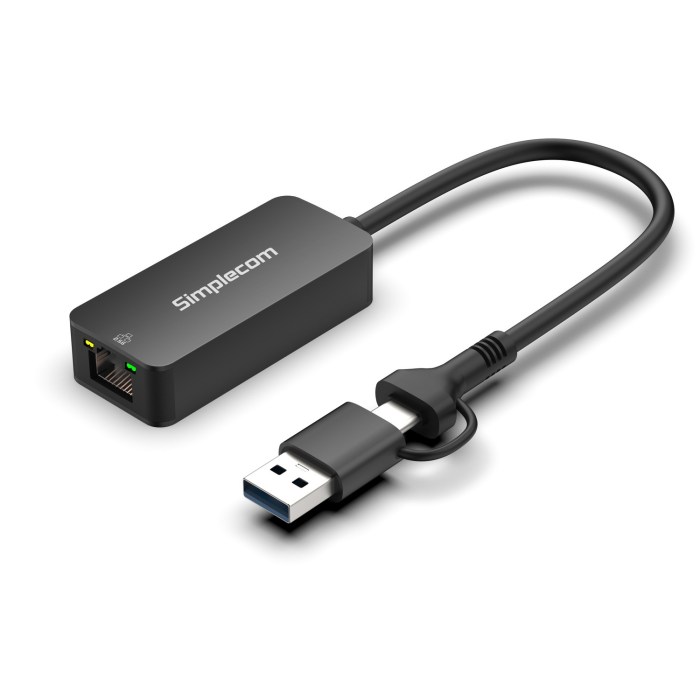 simplecom nu405c superspeed usb c and usb a to 2.5g ethernet network adapter 2.5gbps lan