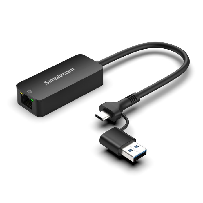 simplecom nu405c superspeed usb c and usb a to 2.5g ethernet network adapter 2.5gbps lan