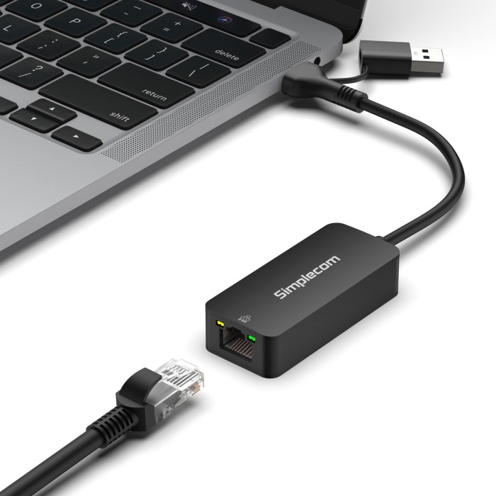 simplecom nu405c superspeed usb c and usb a to 2.5g ethernet network adapter 2.5gbps lan