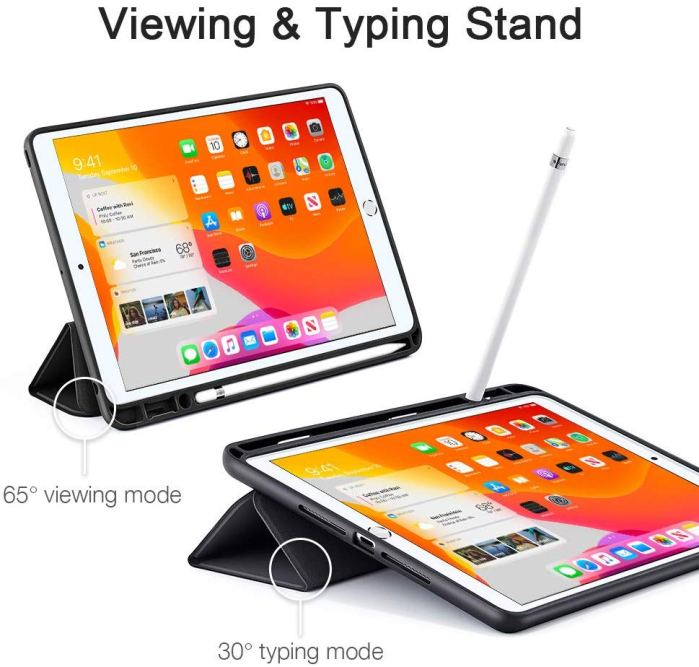 ipad 10.2 2019 7th pencil holder slim smart tpu soft edge case black ipad 10.2 2019 7th pencil holder slim smart tpu soft edge case black