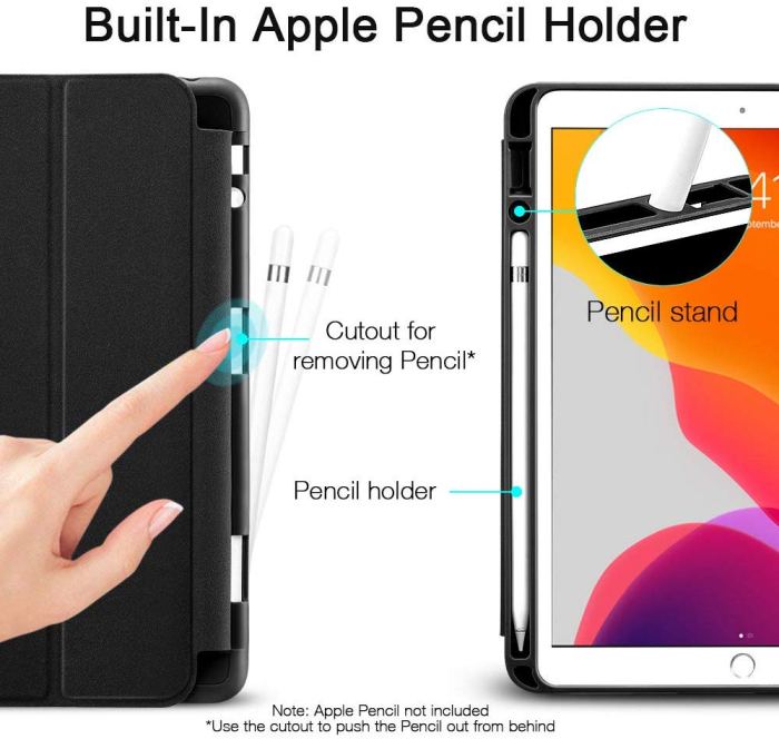 ipad 10.2 2019 7th pencil holder slim smart tpu soft edge case black ipad 10.2 2019 7th pencil holder slim smart tpu soft edge case black