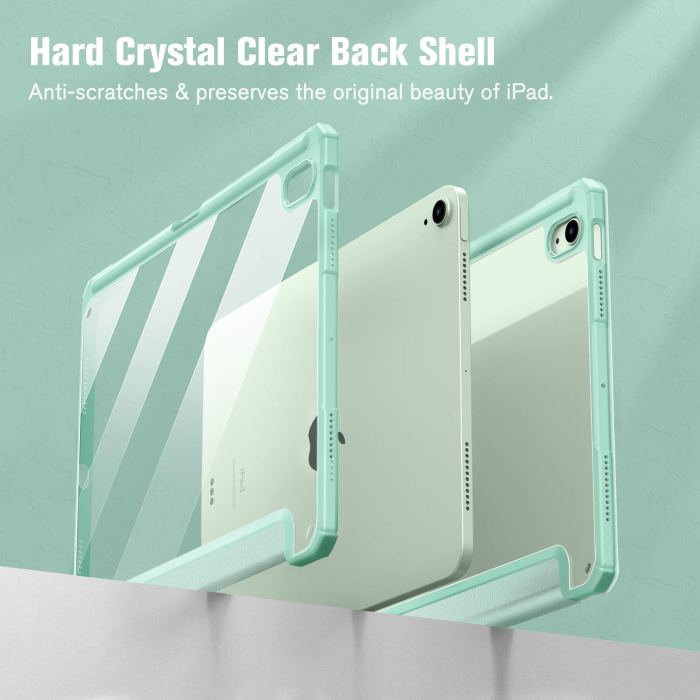 ipad 10th case 10.9 inch 2022 with pencil holder, smart ipad clear case with soft tpu auto wake sleep green
