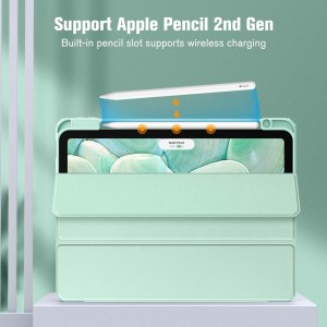 ipad 10th case 10.9 inch 2022 with pencil holder, smart ipad clear case with soft tpu auto wake sleep green