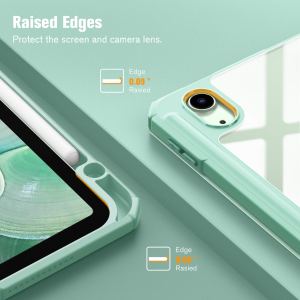 ipad 10th case 10.9 inch 2022 with pencil holder, smart ipad clear case with soft tpu auto wake sleep green