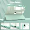 ipad 10th case 10.9 inch 2022 with pencil holder, smart ipad clear case with soft tpu auto wake sleep green