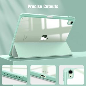 ipad 10th case 10.9 inch 2022 with pencil holder, smart ipad clear case with soft tpu auto wake sleep green