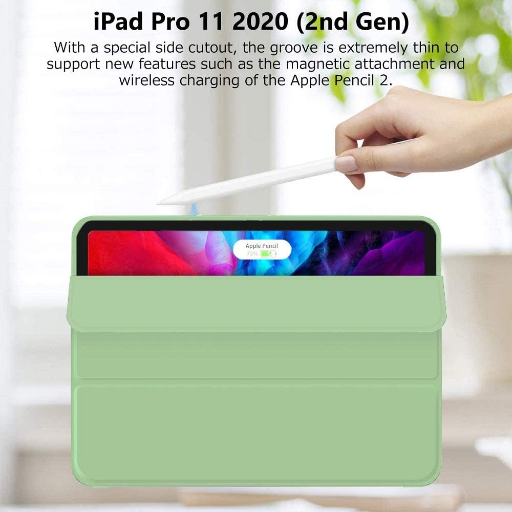 ipad pro 11 inch 2020 soft tpu smart premium case auto sleep wake stand cover pencil holder green