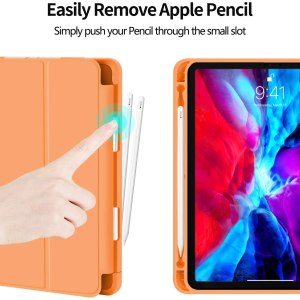ipad pro 11 inch 2020 soft tpu smart premium case auto sleep wake stand cover pencil holder orange