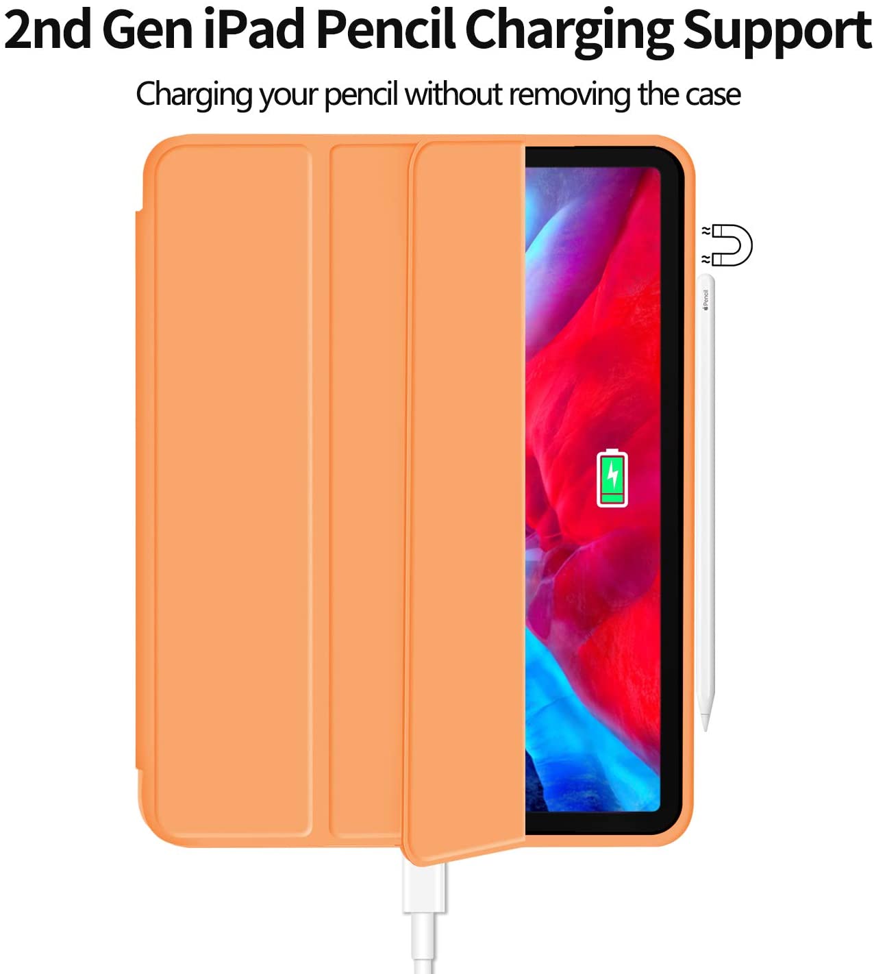 ipad pro 11 inch 2020 soft tpu smart premium case auto sleep wake stand cover pencil holder orange