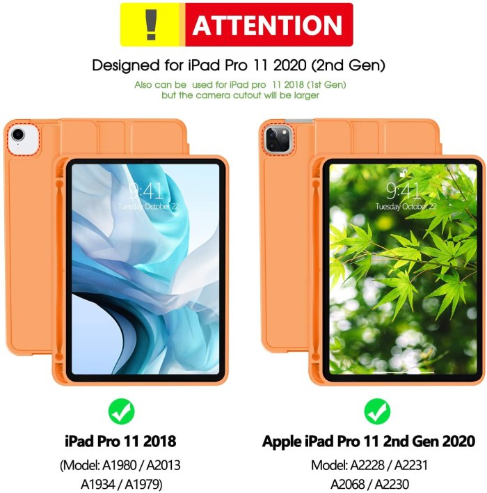ipad pro 11 inch 2020 soft tpu smart premium case auto sleep wake stand cover pencil holder orange