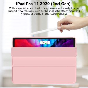 ipad pro 11 inch 2020 soft tpu smart premium case auto sleep wake stand cover pencil holder pink
