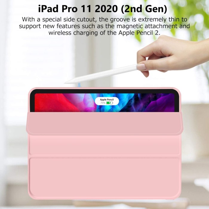 ipad pro 11 inch 2020 soft tpu smart premium case auto sleep wake stand cover pencil holder pink