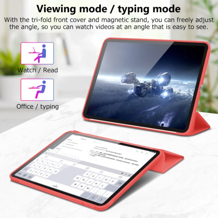 ipad pro 11 inch 2020 soft tpu smart premium case auto sleep wake stand cover pencil holder red