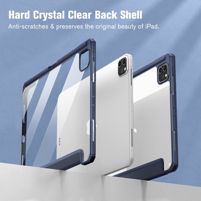 ipad pro 11 inch 2020 2022 soft tpu smart premium case auto sleep wake stand clear cover pencil holder navy blue