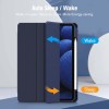 ipad pro 11 inch 2020 2022 soft tpu smart premium case auto sleep wake stand clear cover pencil holder navy blue