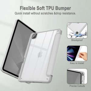ipad pro 11 inch 2020 2022 soft tpu smart premium case auto sleep wake stand clear cover pencil holder grey ipad pro 11 inch 2020 2022 soft tpu smart premium case auto sleep wake stand clear cover pencil holder grey