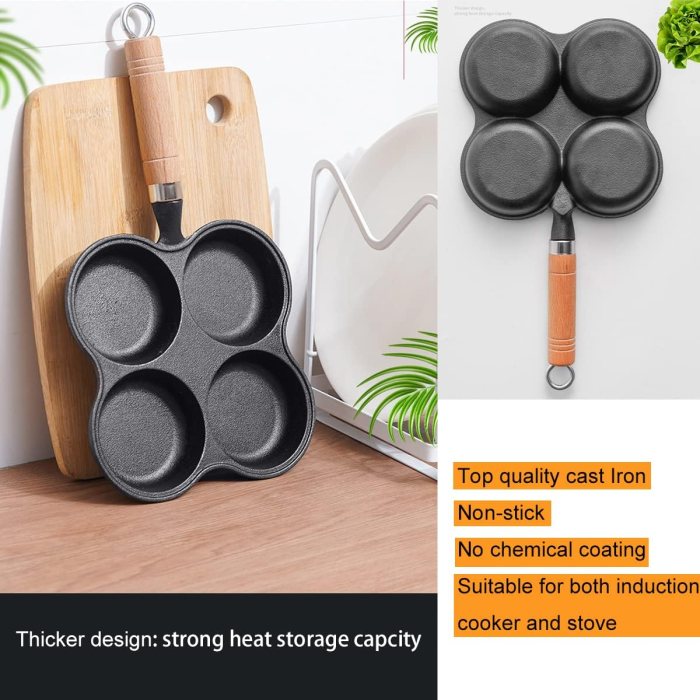 4 cup cast iron egg frying pan divided egg skillet pan fried egg pan cooker pancake egg fryer