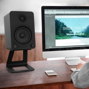 kanto se6 elevated desktop speaker stands for large speakers pair, black