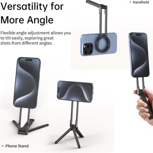 ulanzi ma30 magnetic phone tripod stand for iphone aluminium maglock smartphone mini tripod pocket cell phone stand dual sided magnet quick mount compatible with iphone 16 15 14 13 12 magsafe (silver)