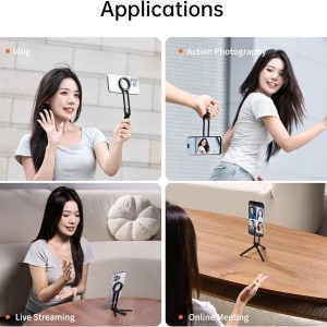 ulanzi ma30 magnetic phone tripod stand for iphone aluminium maglock smartphone mini tripod pocket cell phone stand dual sided magnet quick mount compatible with iphone 16 15 14 13 12 magsafe (silver)