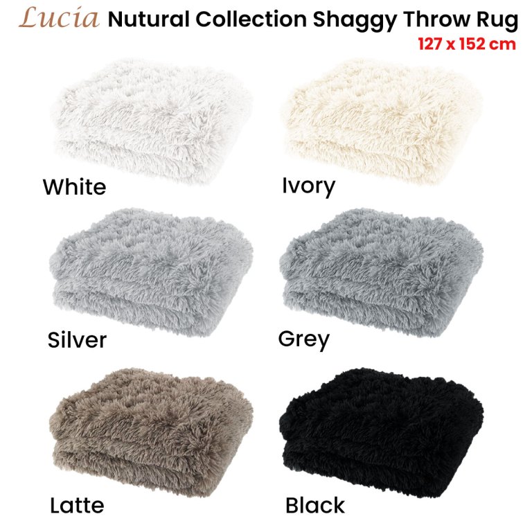 lucia nutural collection shaggy throw rug 127 x 152cm grey lucia nutural collection shaggy throw rug 127 x 152cm grey