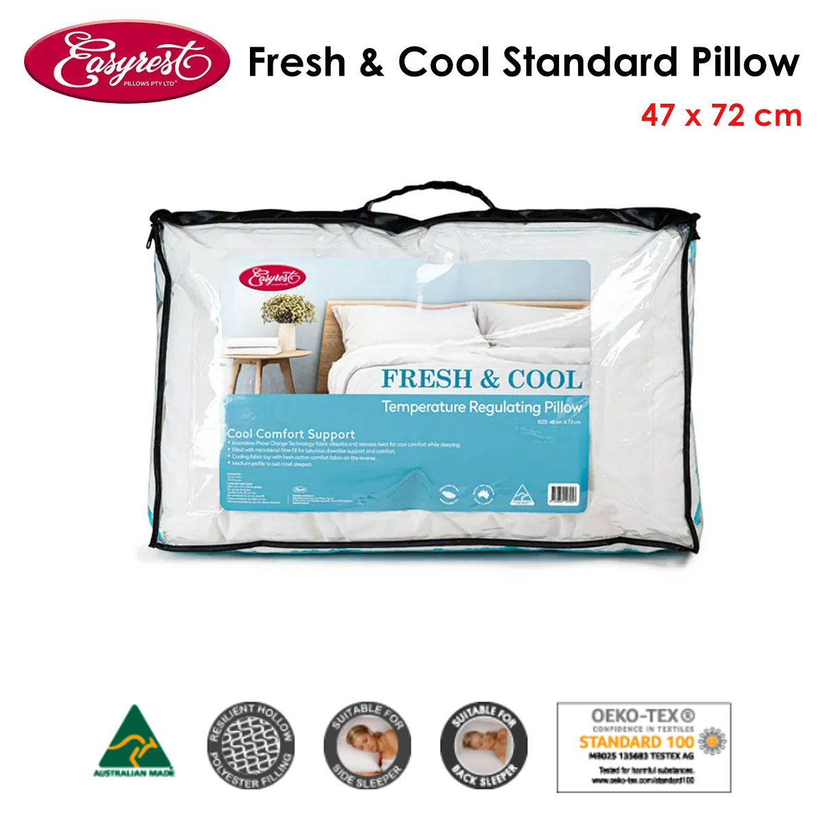 easyrest fresh and cool standard pillow 47 x 72 cm