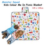 happy kids monster squad colour me in picnic blanket 125 x 125 cm