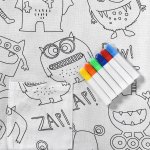 happy kids monster squad colour me in picnic blanket 125 x 125 cm